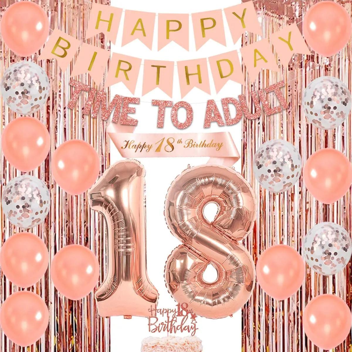 Cartel de feliz cumpleaños número 18 – Decoraciones de cumpleaños 18 para  niñas y niños, decoraciones de fiesta de color negro y dorado, telón de