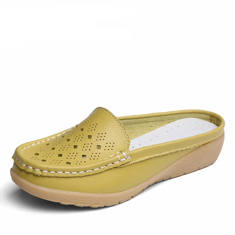 TIMETANG Cut-Outs Summer Woman Shoes Genuine Leather Women Flats Hollow Women's Loafers Soft Mother Moccasin Shoe Size 35-41E700 4