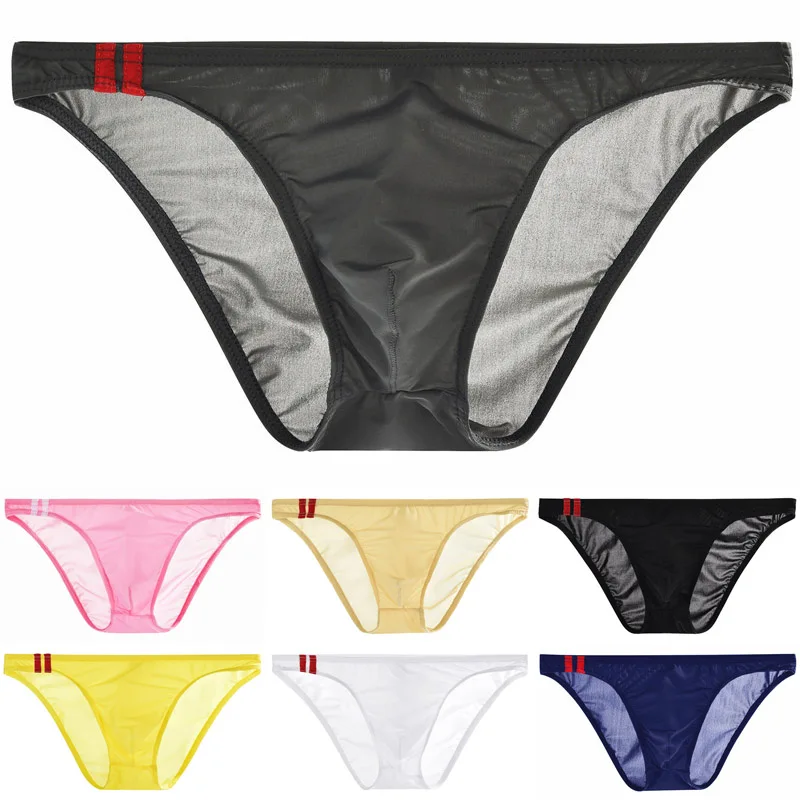 Men Underwear Sexy Men's Briefs Soft Breathable Ice Silk Underwear Hot Hips Up Transparent Jockstrap Sexy Colorful Underpants