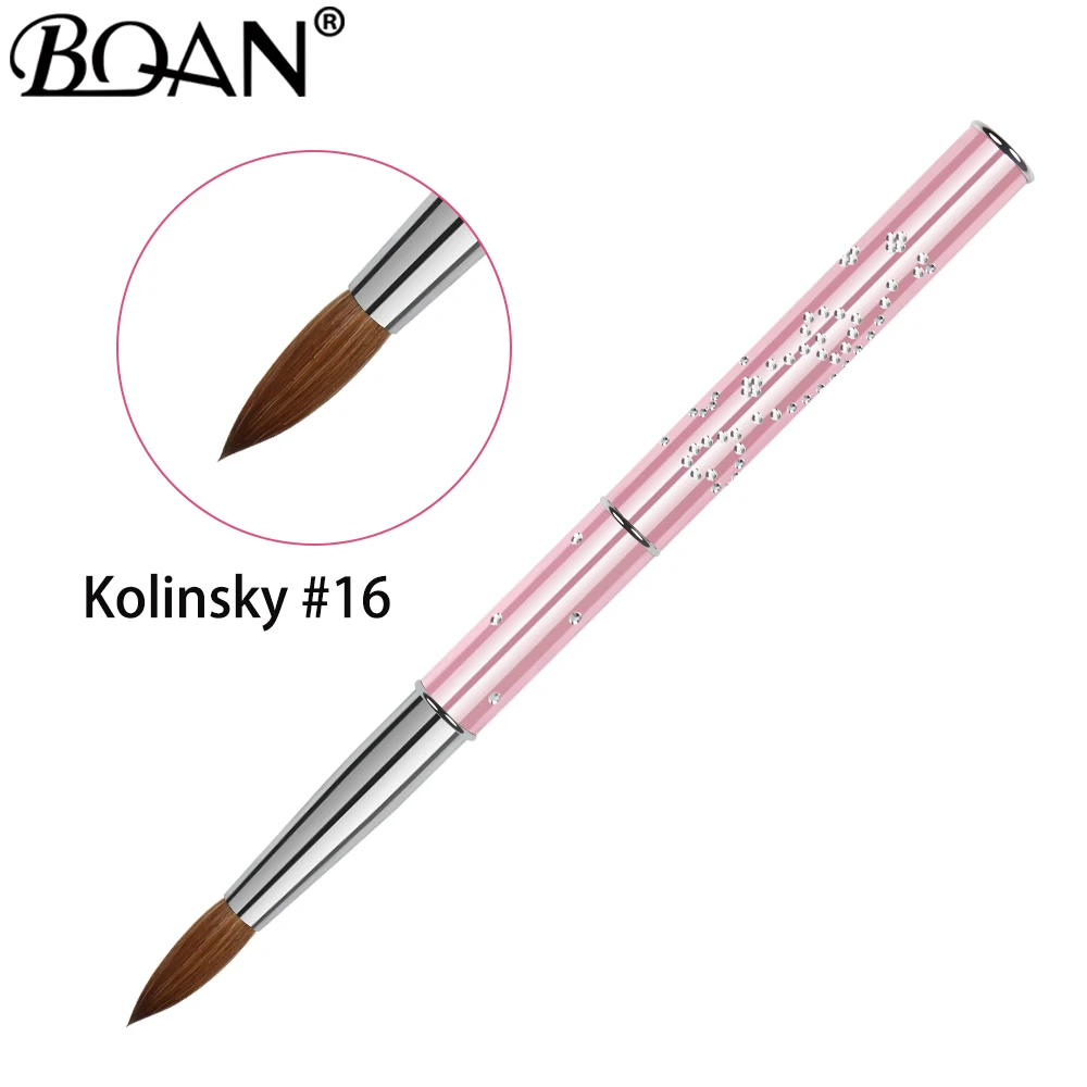 BQAN Pink Kolinsky Acrylic Nail Brush Set 3D Pure Handmade Nail Brushes For Acrylic Application Professional Nail Art Brush 6