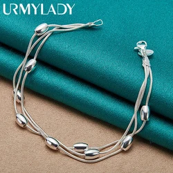 Elegant 925 Sterling Silver Beaded Bracelet - Fashion Design Jewelry - 20cm 8inches