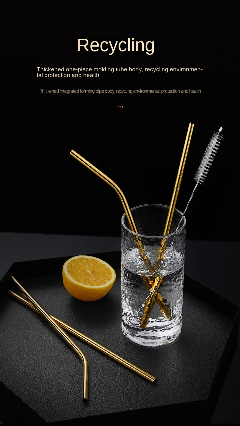 Description Picture 3 of itemSet of 4 Stainless Steel Straws Set Eco Friendly Drinking Straw Party Favor Bar Accessory Reusable Metal Straws