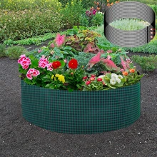 50/100 galões de tecido jardim cama levantada redonda recipiente plantio crescer sacos vaso plantador de tecido verde jardim cerca de ferro