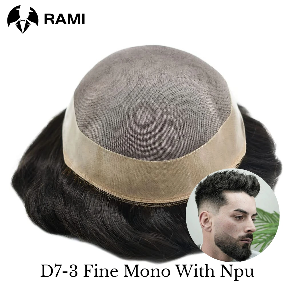 

Human Hair Toupee Fine Mono With Npu Base Wigs For Men Natural Hair Systems Durable Male Hair Prosthesis 6" Men's Hairpieces