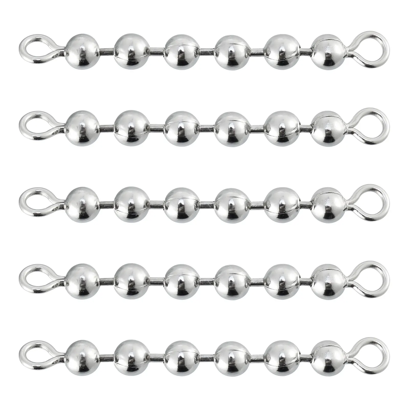 

50/100pcs Fishing Swivel Ball Bearing Solid Ring Rolling Bead Chain Connector for Trolling Rig Saltwater Stainless Steel Trout