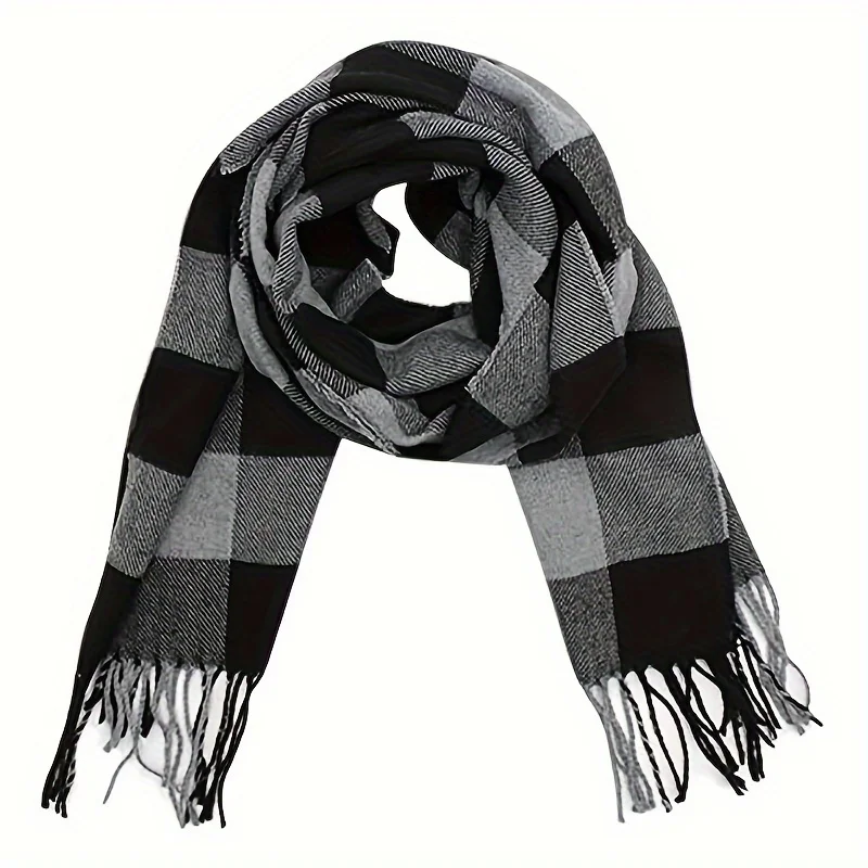Bufandas de Cachemira de imitación con entramado de borlas Unisex para mujer, chal largo de otoño para pareja, chal cálido para mujer, gran oferta para hombre