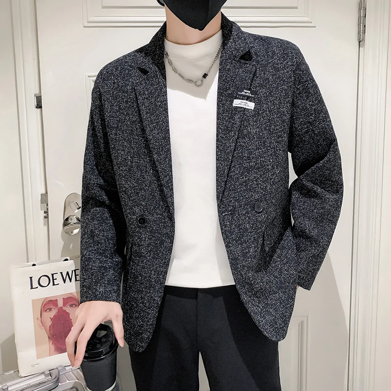 

New Men's Small Fragrance Casual Fashion Gentleman Everything Trend Korean Version of British Style Senior Sense Loose Blazer