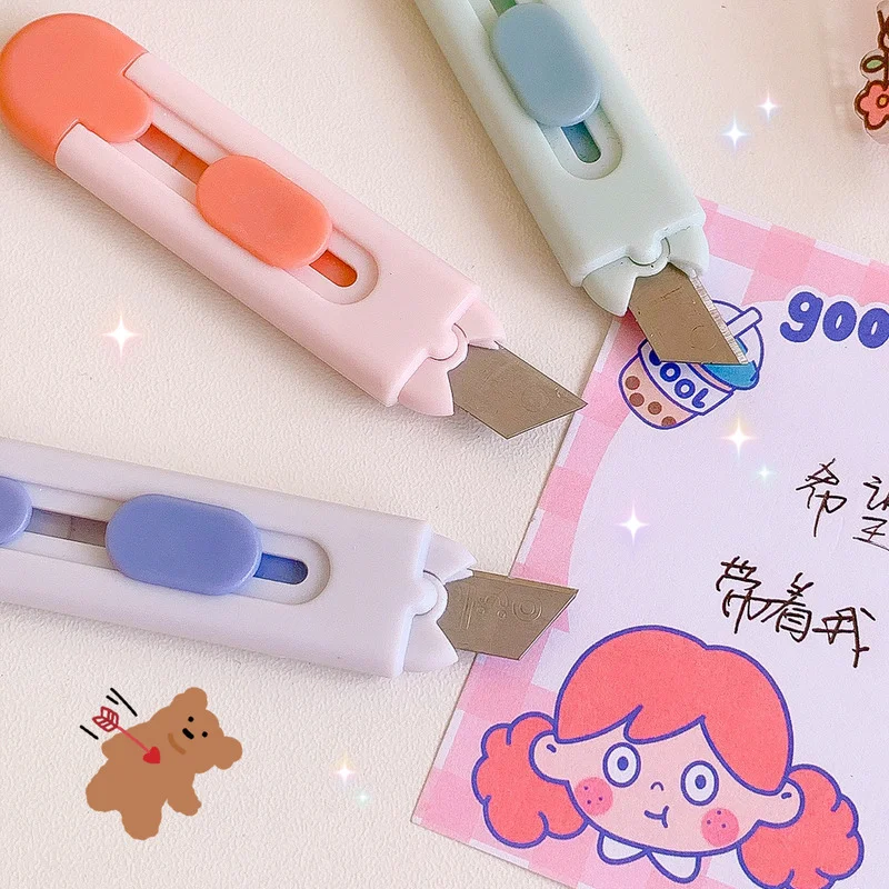 1 PC Mini Letter Opener Utility Knife Cute Retractable Paper Cutter Scrapbooking Tools Stationery for School Office