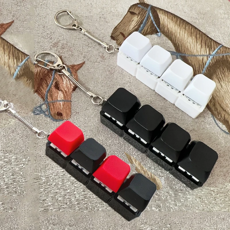 4Keys Keyboard Key Irritability Toy, Finger Pressure Relief Button, Adult Office Stress-relieving and Calming Key Chain Gift