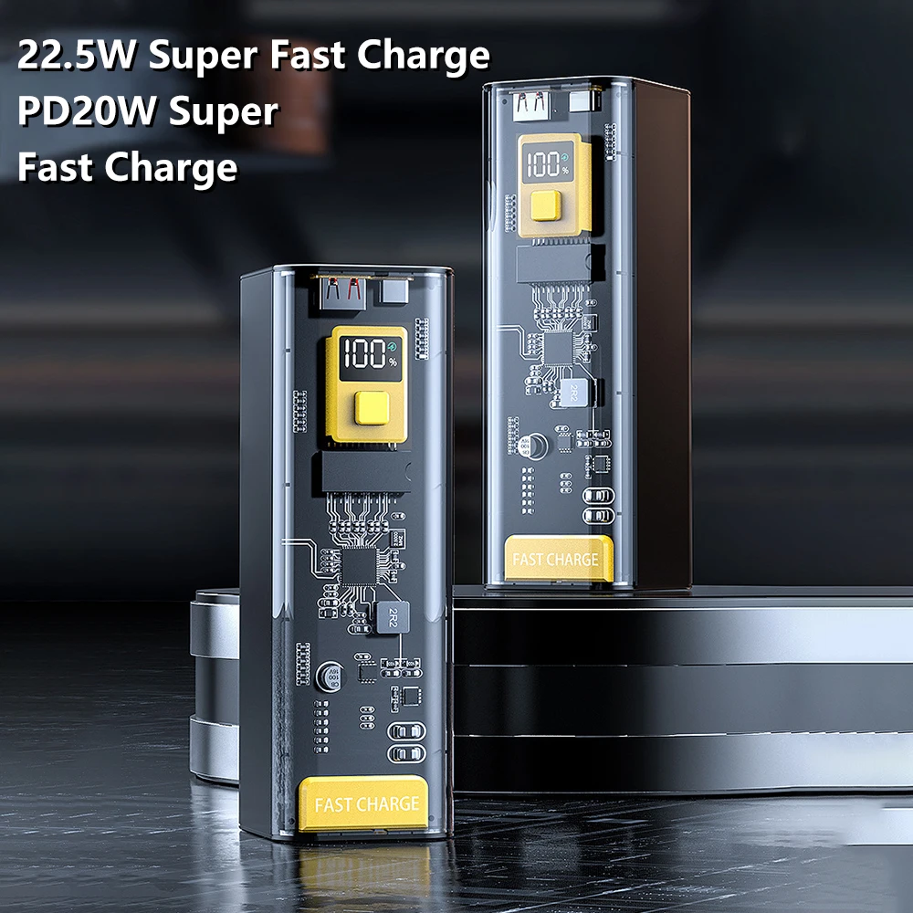 DIY 40000mAh Mobile Power 22.5W  Power Bank  Fast Charge Input/Output Transparent Battery Case Mobile Phone Accessories - 3