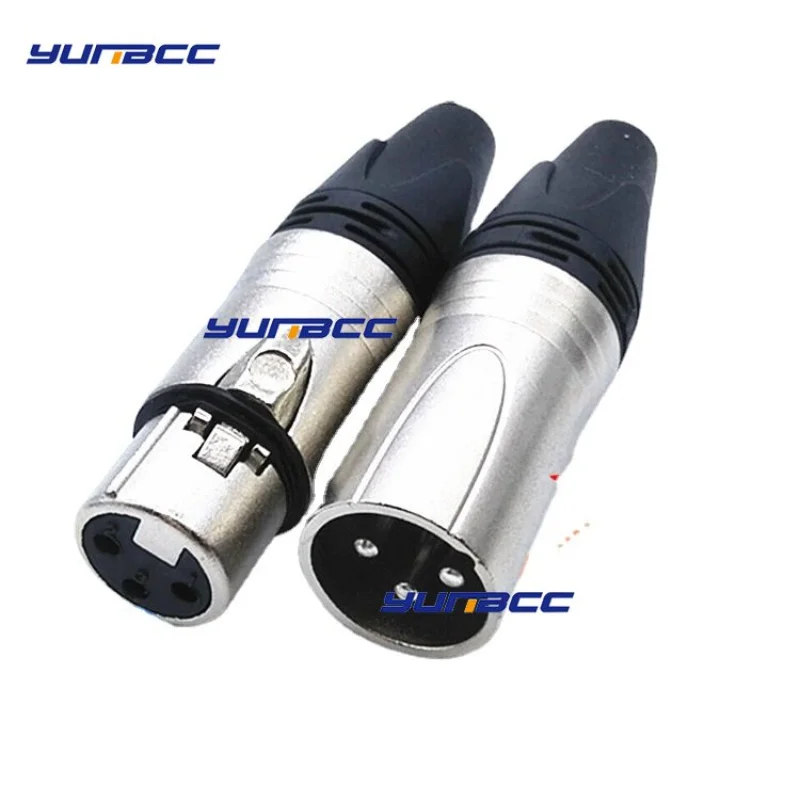 

1Pcs Male & Female Xlr Connector 3/4/5Pin XLr Balanced XLR Plug with Three Core XLR Plug Copper Core Nickel Plated