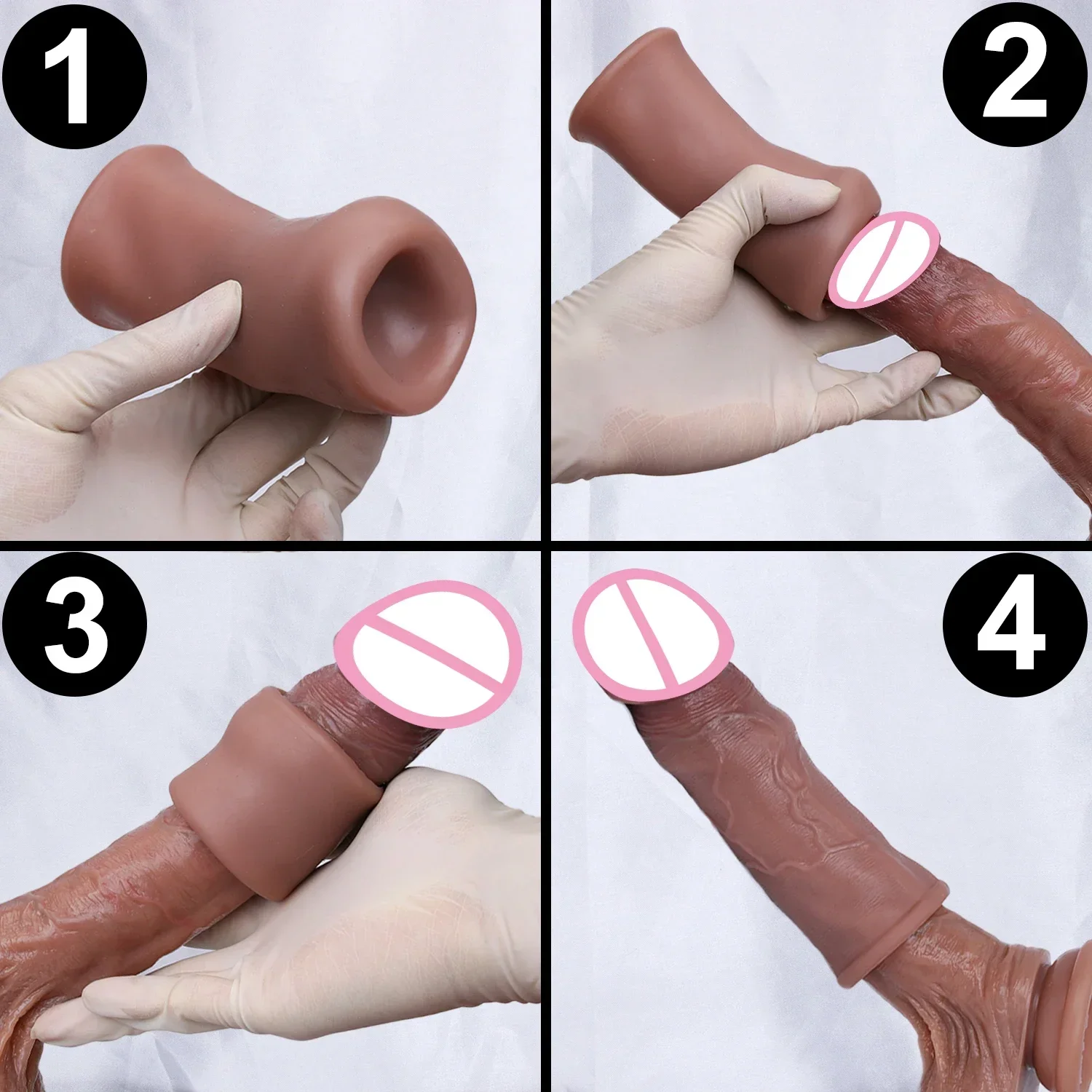 Soft Realistic Enlarger Penis Dildo Sleeve Man Delayed Ejaculation Extend Large Cock Condom Sex Toy Reusable Silicone Bold Dick sex toys