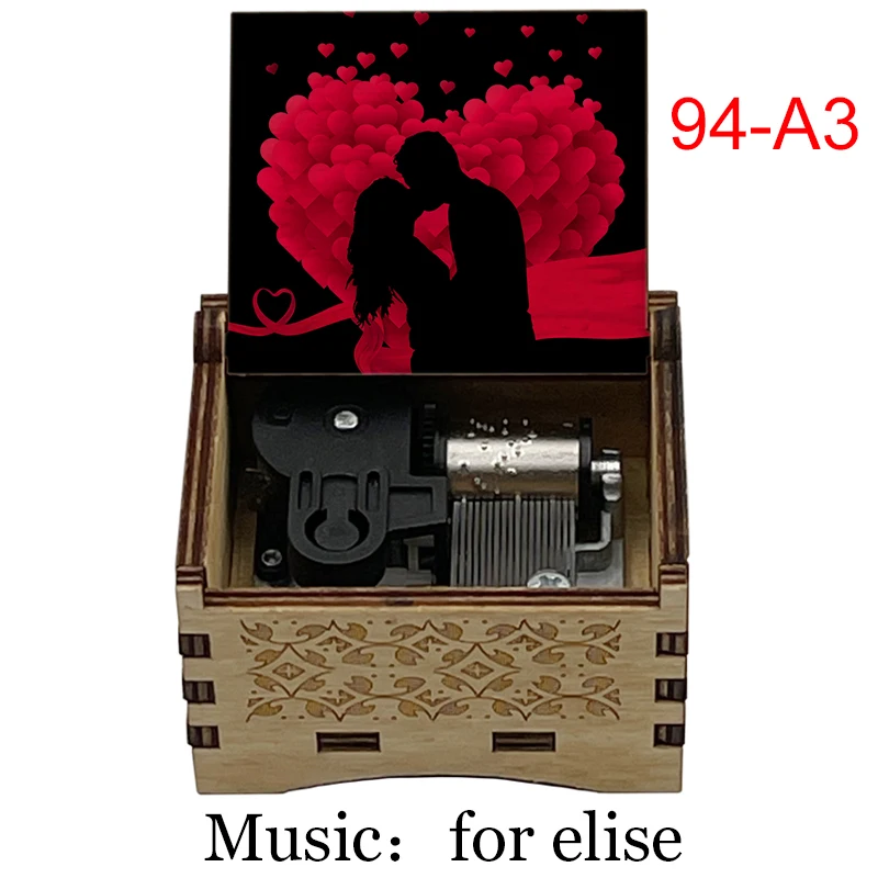 Music Box Carousel Music Box For Elise Clockwork Type Black Wooden Music Box Home Decoration Ornament New Year Christmas Gift For Daughter Girlfriend