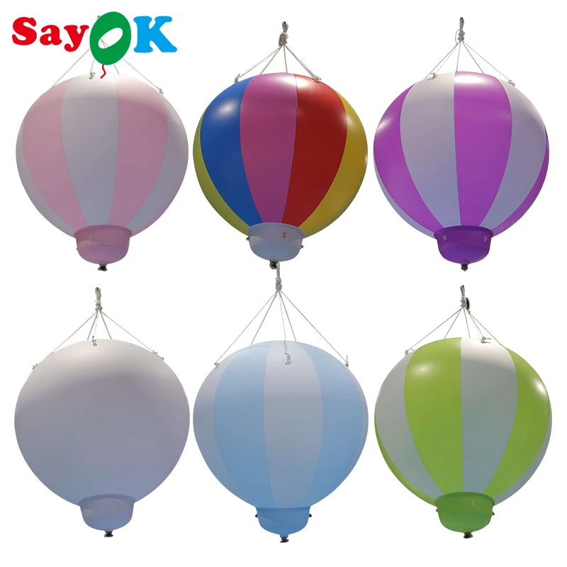 

SAYOK PVC Inflatable Hot Air Balloon 3ft/5ft Inflatable Strips Balloon with Stand for Advertising Events Birthday Party Decor