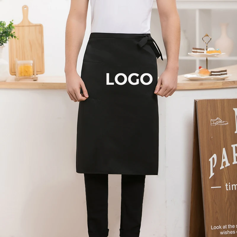 Solid Color Tooling Lace Up Half Apron Pattern Kitchen Restaurant Overalls Coffee Shop Clothing