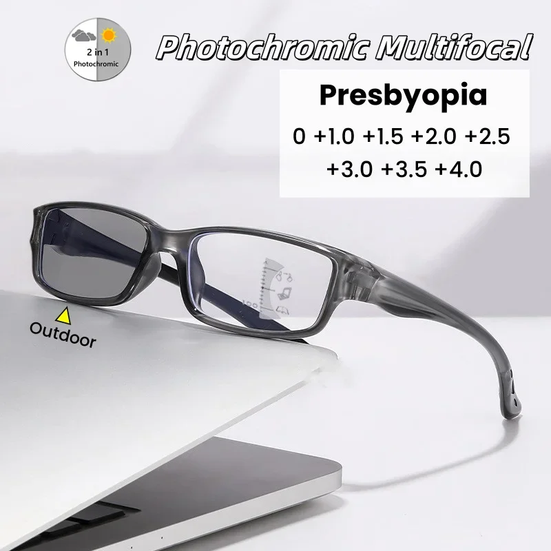 Vintage Color-Changing Photochromic Progressive Reading Glasses