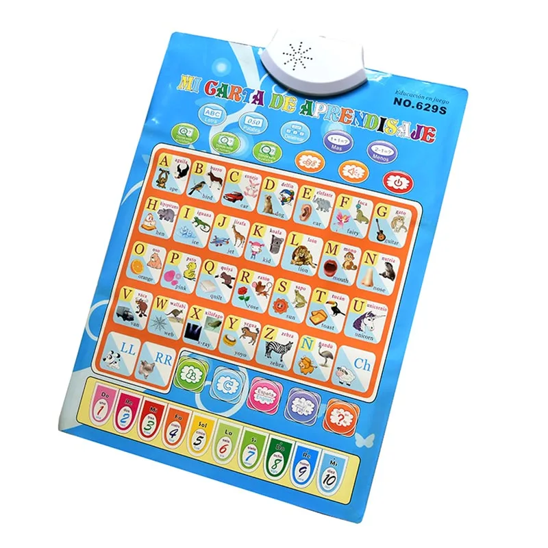  STOULKD Tablet para niños, almohadilla de aprendizaje  interactiva con pantalla - Juguetes educativos divertidos regalos -  Música/piano/ABC/números/palabras/hechizo/animales - para niños y niñas de 3  años (azul).. : Juguetes y Juegos