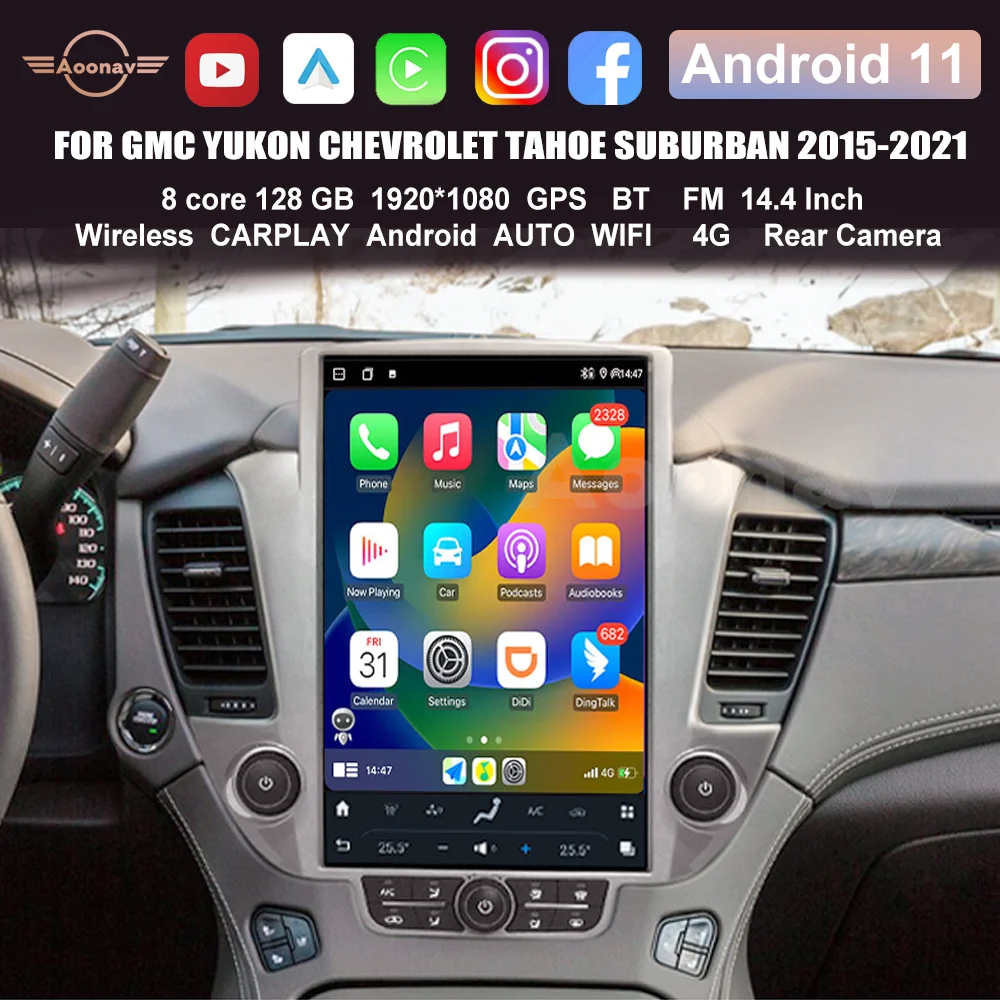 

128G Android 11 Car Radio For GMC Yukon Chevrolet Tahoe Suburban 2015-2021 Multimedia Video Player Wireless Carplay Head Unit