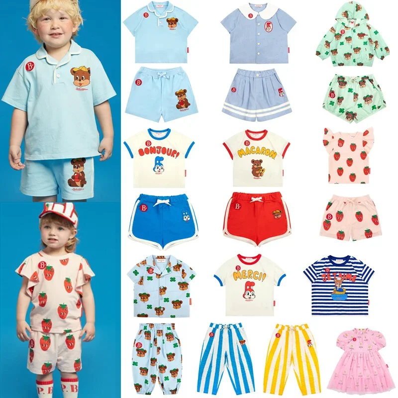 

Детский комплект из футболки и шортов, футболка с коротким рукавом и Мультяшные шорты в Корейском стиле для мальчиков и девочек, лето 2024