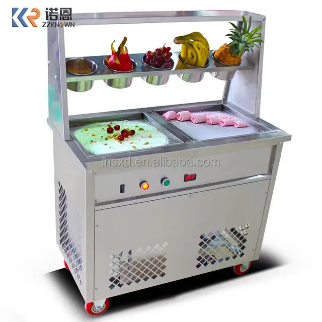 

Top Quality Double Pan Stainless Steel Frozen Ice Cream Rolls Fried Ice Cream Machine iIce Roll Machine