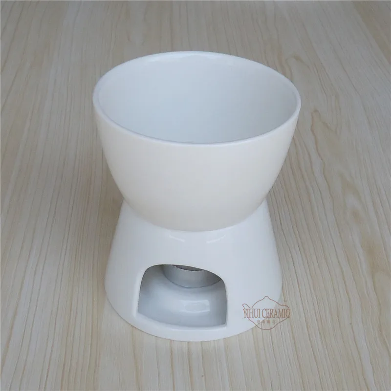 White Ceramic Chocolate Fondue Pot 4 Dishes Forks Porcelain Diy Fondue Serving Set Cheese Chocolate Icecream chocolate warmer fondue set