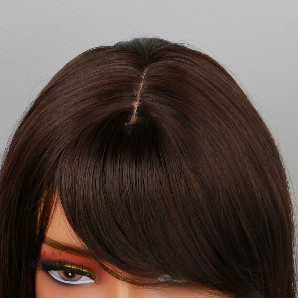 Synthetic Wig Straight With Bang For Women Heat-Resistant Daily Use