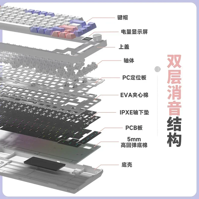 WEIKAV 게이머 기계식 키보드 키트, 핫 스왑 개스킷 구조, 무선 키보드, RGB 백라이트 롤오버, 게이밍 키보드 선물, K75