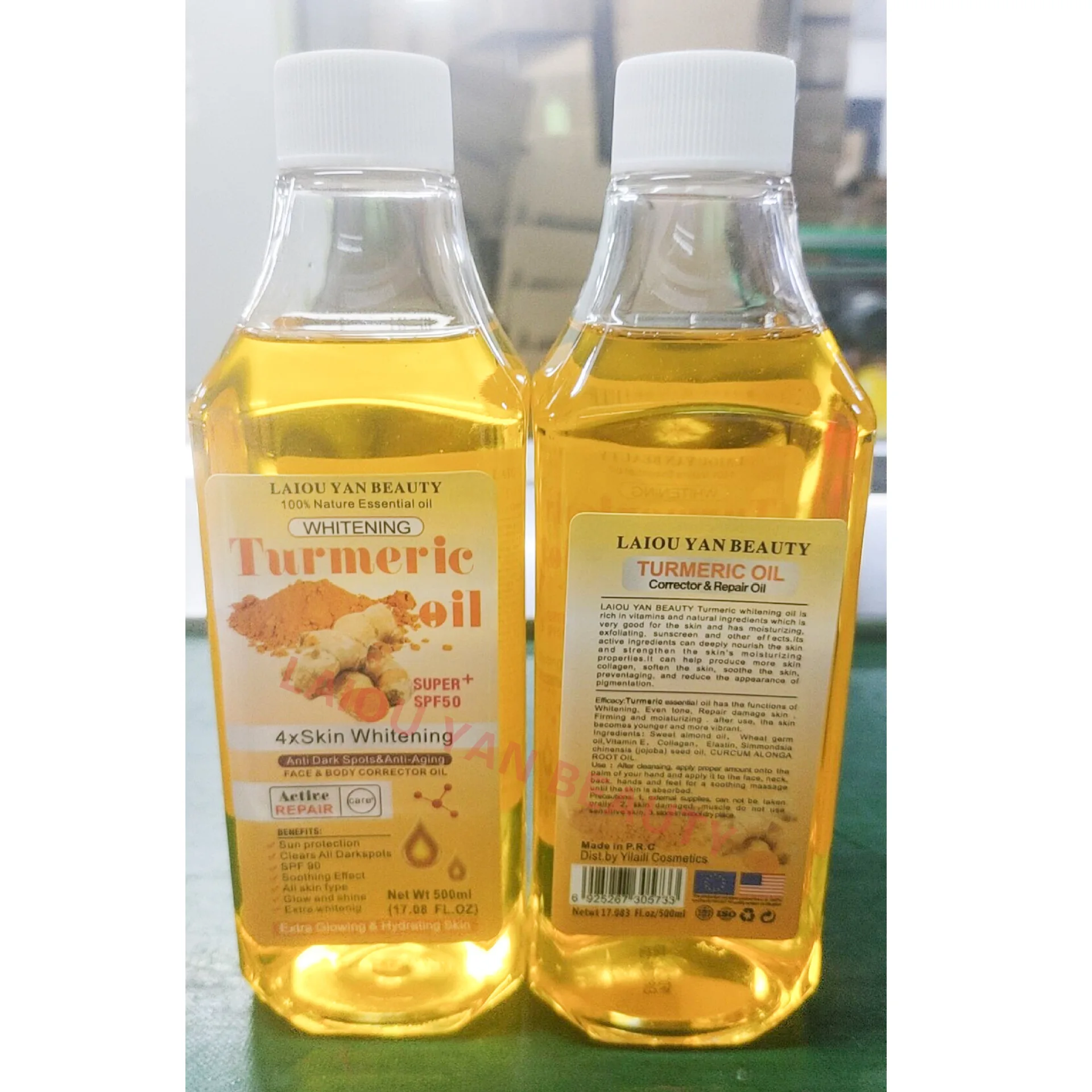 500ml Turmeric Remove Dark Spots Essential Oil for Women Moroccan Ginger Anti Wrinkle Serum Men Whitening Moisturizing Skin Care