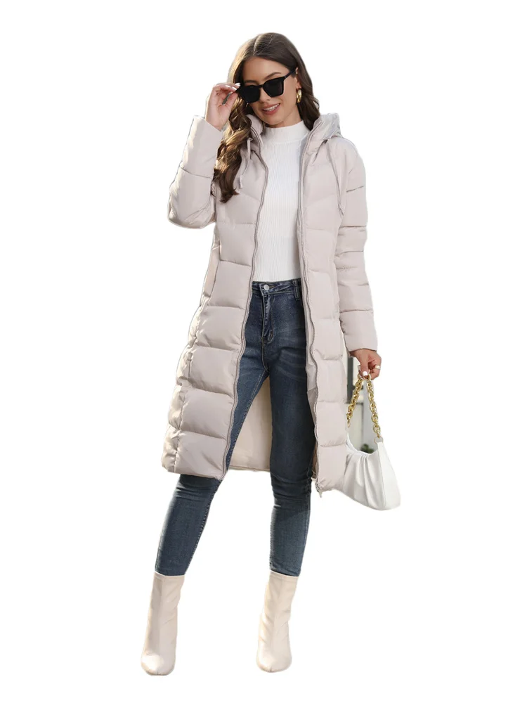 

Cotton Coat Women Khaki S-4XL Long Slim Hooded Parkas 2023 Spring New Fashion Temperament Warmth Winter Coat Clothing Feminina