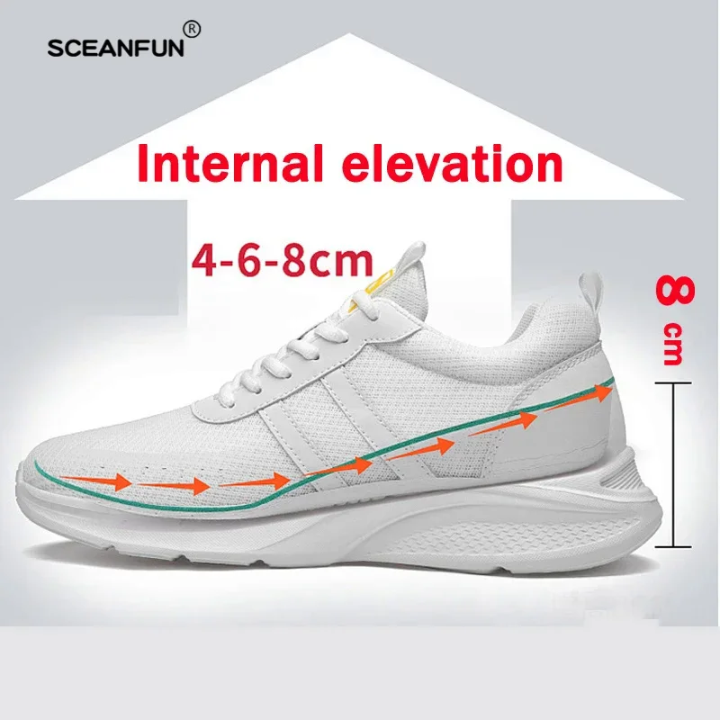 Men elevator shoes height increased shoes sneakers height increasing shoes Man increase 6-8cm 2
