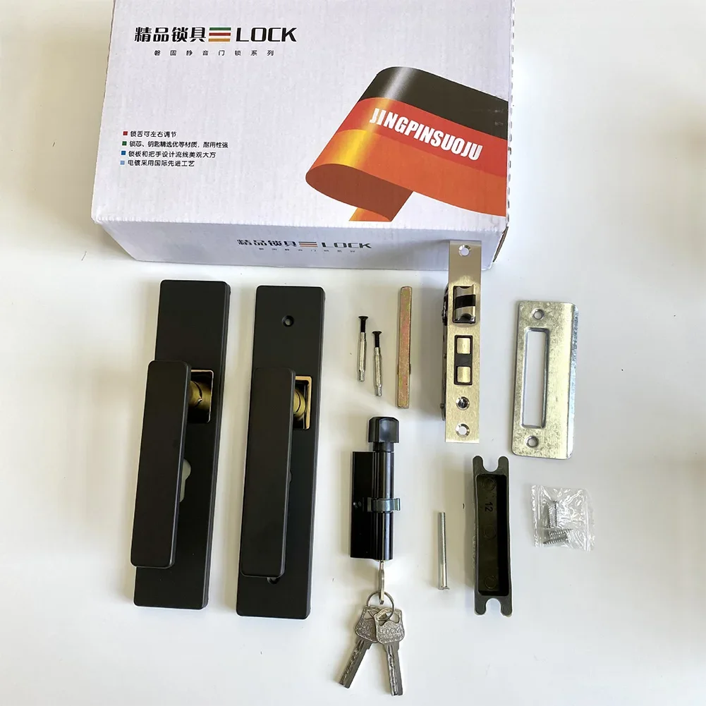 Mute Door Lock Anti-theft Mechanical Door Lock Split Handle Door Handle Lock with Keys Security Entrance for Bedroom Bathroom