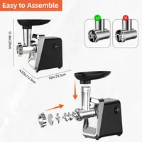Hachoir à viande électrique puissant 750W, broyeur de viande robuste, hachoir à saucisses, robot culinaire en acier inoxydable, poussoir à saucisses 5
