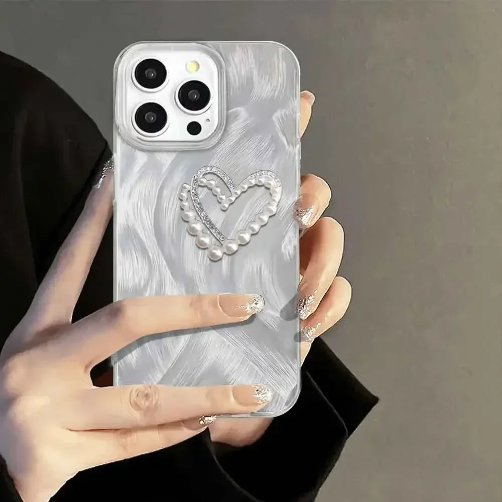 Case For Infinix Smart 8 7 6 5 8 Pro Plus Glitter Phone Case Smart 5 6 X657 X6511B Luxury Bling 3D Love Heart Pearl Frame Cover_voghion.com