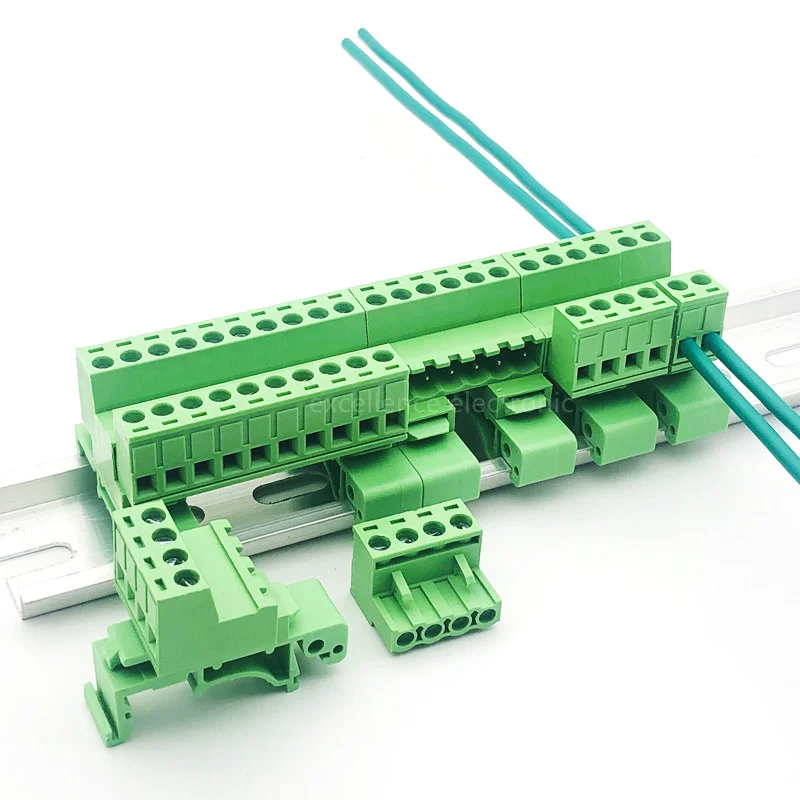 5.08mm 2EDG-UKR Plug-in Wiring Terminal 35mm Guide Rail Mounting Screw Terminal Block Pitch 5.08mm 2P-12P