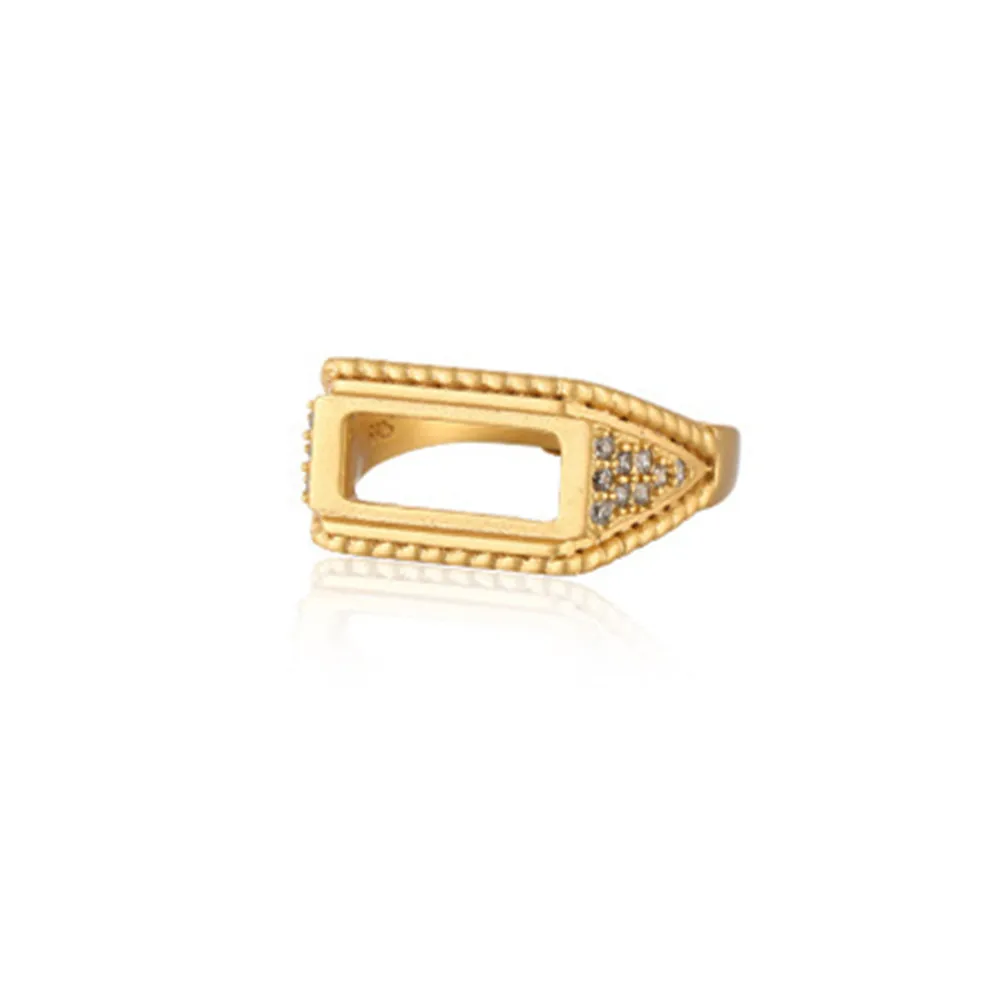 Ring Setting for 6x14mm Rectangle Cabochons Ring Blank Gold Plated 925 Silver Zircon Ring Blank Adjustable Ring Base RB080S