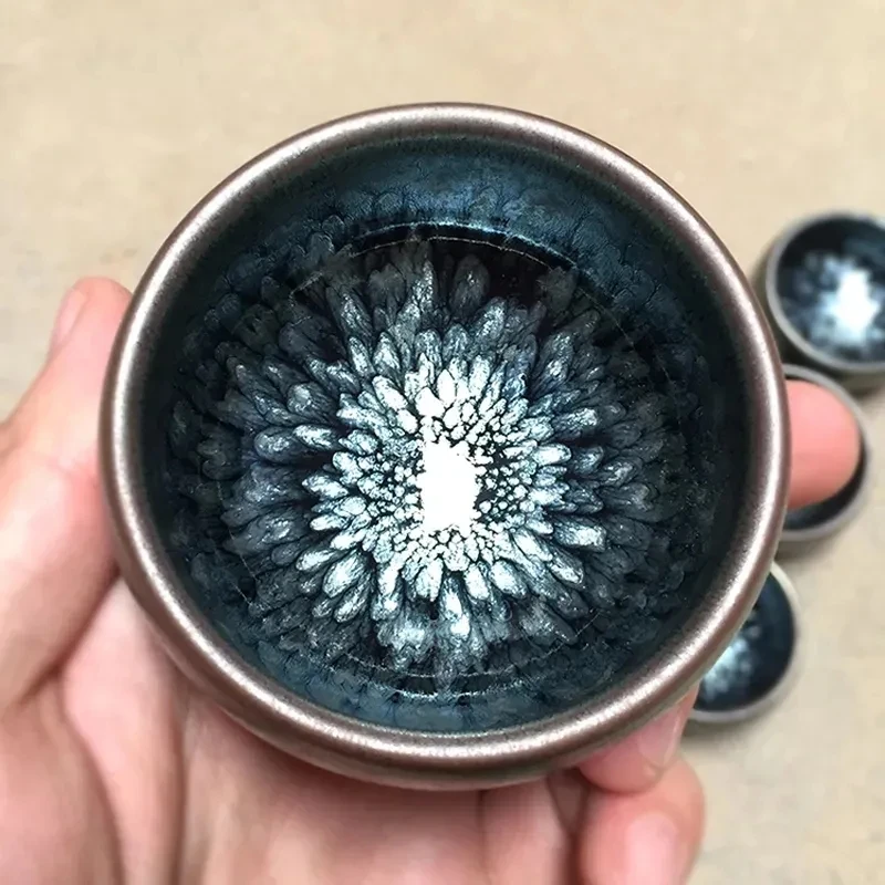 

Ancient Style Tian Mu Tea Cup Japanese Style Small Flower Tea Bowl Handmade Porcelain Tea Coffee Milk Water Cup