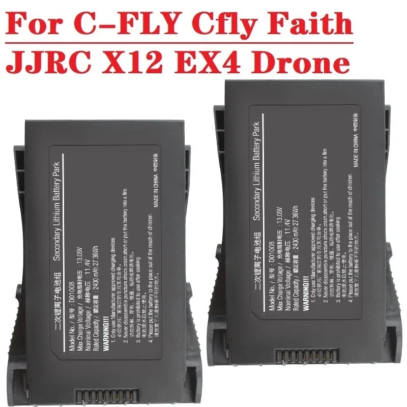 

Original For JJRC X12 EX4 11.4V 2400mAh LiPo Battery For C-FLY Cfly Faith Drone FPV RC GPS Drone Spare parts Accessories