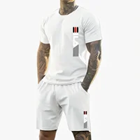 Hommes 2025 été nouveau costume de sport décontracté mode respirant en plein air hommes T-shirt à manches courtes + short d'entraînement ensemble deux pièces 3
