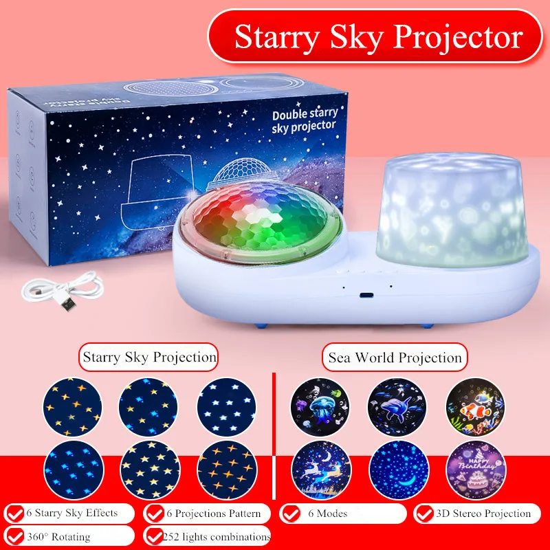 Kaufe 1Pc Bunte Starry Sky Projektor Lampe Rotierenden Magische