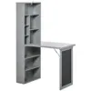 Homcom Fold-Out Convertible Office Desk, Wall Mount Computer Desk with Blackboard and Side Shelf, Charcoal Gray 1