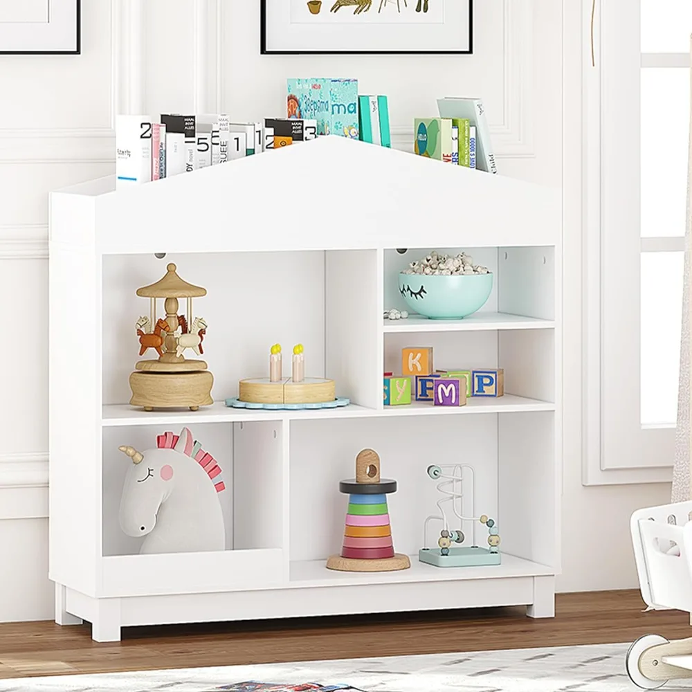

UTEX Kids Bookshelf, Wooden Childrens Bookcases and Toy Storage, Doll House Book Shelves Nursery Book Rack for Classroom