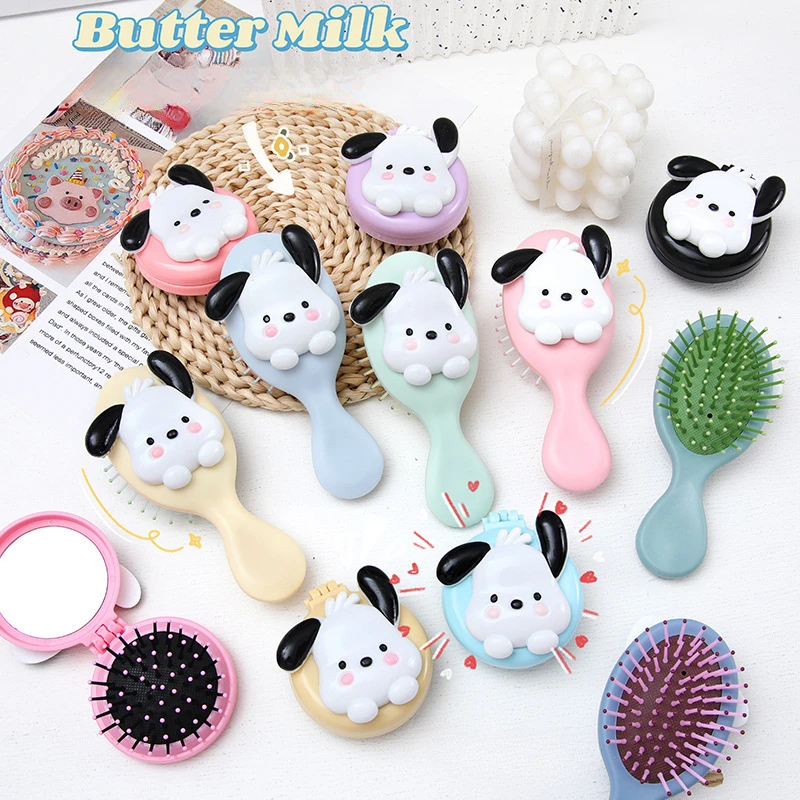 

Kawaii Sanrio Anime Pochacco Cute Cartoon Airbag Comb Simple Portable Folding Mirror Air Cushion Comb Cute Things for Girls