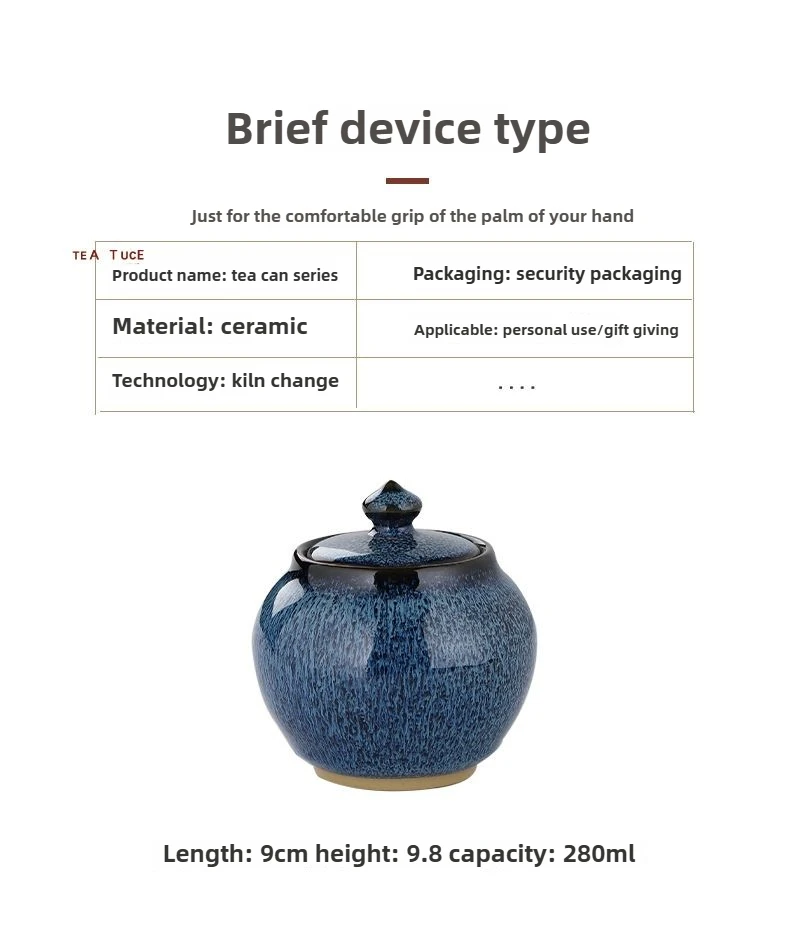 Description Picture 5 of itemPainted Texture Tea Canister Sealed Ceramic Tea Caddy Storage Jar with Lid Coffee Table Desk Decoration General Jar Candy Can