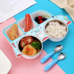Platos sin BPA para bebés y niños pequeños, vajilla con forma de coche de dibujos animados, bandeja separada con el medio ambiente, platos de comida para niños, regalos