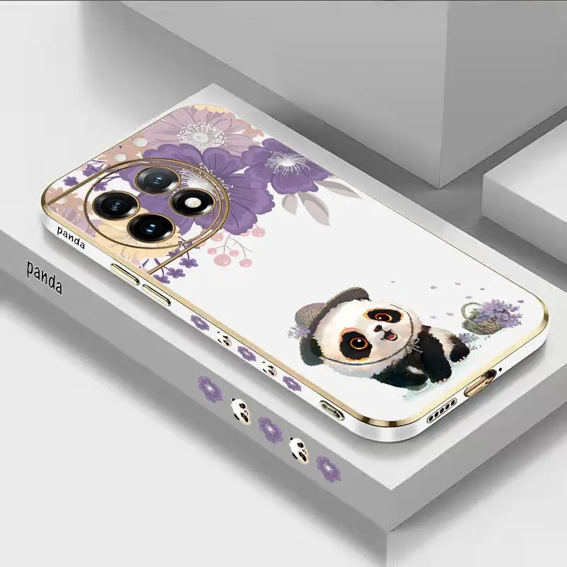 Flower Panda Luxury Plating Phone Case Cover