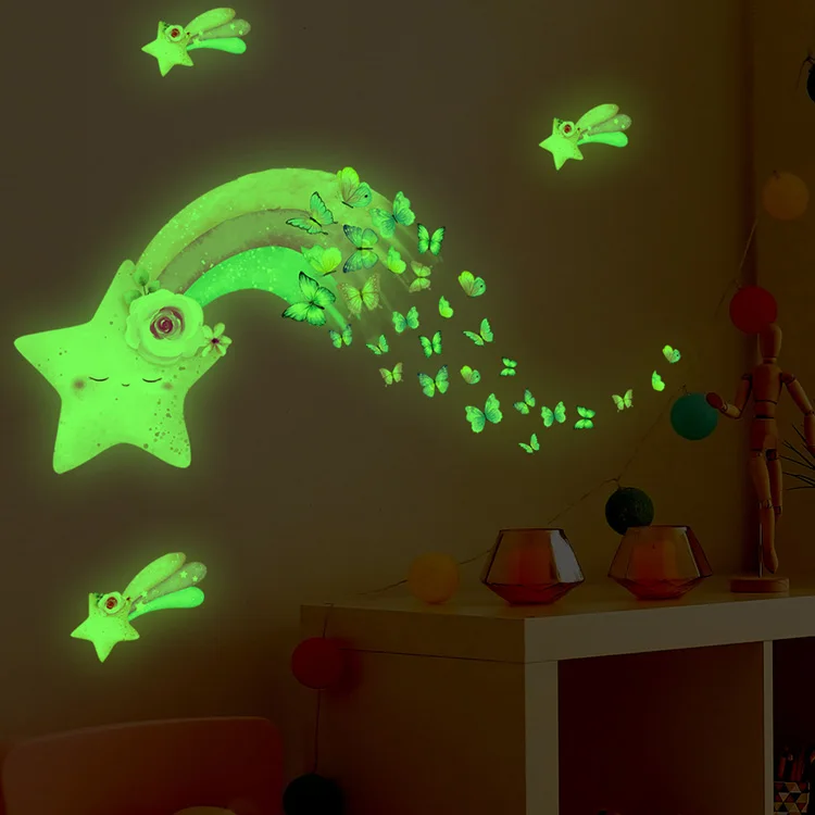 Cartoon Schöne Meteor Leuchtende Wandaufkleber Schlafzimmer Kinderzimmer Dekoration Aufkleber Selbstklebende Glow In The Dark Poster – Detail 4