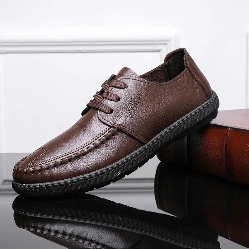 

Мужские кожаные туфли высокого качества, роскошные повседневные деловые туфли для мужчин, тренды 2024, удобные мокасины на плоской подошве, Уличная обувь