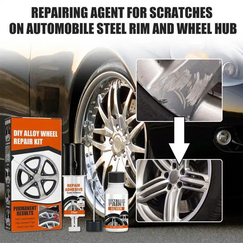 Wheel Repair Kit Universal Alloy Car Wheel Repair Kit Washable Auto Wheel Rims Repair Tool Set Dent Scratch Restore Rim Care Accessories