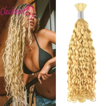 #613 Blonde Italian Curly Boho Braids Human Hair Bulk Braiding Hair 100g/Pc For Women Brazilian Virgin Hair Full End No Weft 1