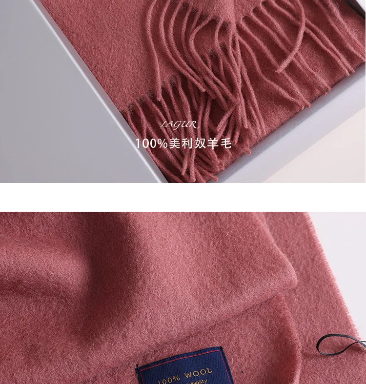 Premium-Lamm-Version aus 100 % Wolle, Schal aus australischer Merinowolle, einfarbig, für den Winter, neues Paar, Modetrend, warm, Herbst und Winter – Detail 26